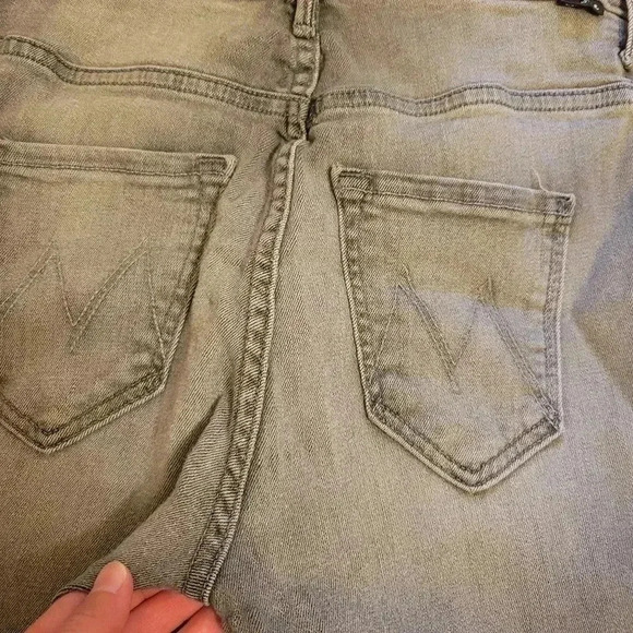 MOTHER Swooner Supermoon Stripe Skinny High Rise Jeans Grey Stretch - Picture 6 of 13